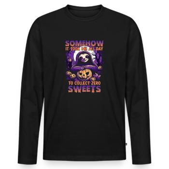Costume d'Halloween drôle de paresseux | - T-shirt manches longues Premium bio Homme - noir - Devant - Nico (187cm)