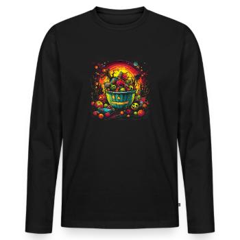 Halloween citrouille motif bol de bonbons comme - T-shirt manches longues Premium bio Homme - noir - Devant - Nico (187cm)