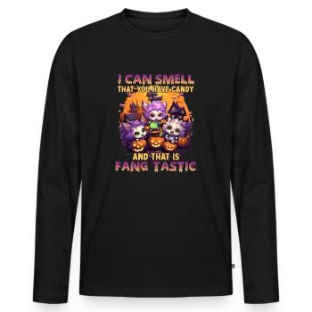 Kawaii Halloween Stuff Chibi loup-garou comme un - T-shirt manches longues Premium bio Homme - noir - Devant - Nico (187cm)