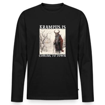 Krampus Père Noël T Personnage de légende - T-shirt manches longues Premium bio Homme - noir - Devant - Nico (187cm)
