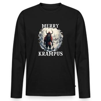 Krampus T | Krampus Kostüm | Schauriger - Männer Premium Bio Langarmshirt - Schwarz - Vorne - Nico (187cm)