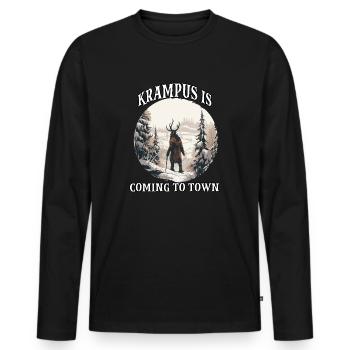 Krampus T | Costume de Krampus | Père Noël - T-shirt manches longues Premium bio Homme - noir - Devant - Nico (187cm)