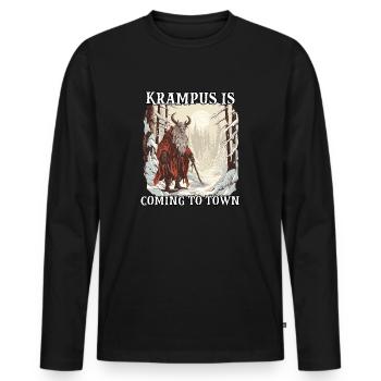 Krampus T | Krampus Kostüm | Grusliger - Männer Premium Bio Langarmshirt - Schwarz - Vorne - Nico (187cm)