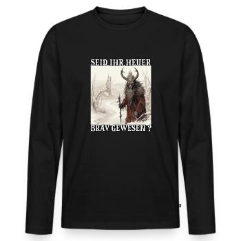 Krampus Maske Krampus Kostüm Kramperl Böser - Männer Premium Bio Langarmshirt - Schwarz - Vorne - Nico (187cm)