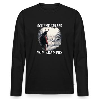 Krampus T Dämonischer Weihnachtsmann Kramperl - Männer Premium Bio Langarmshirt - Schwarz - Vorne - Nico (187cm)