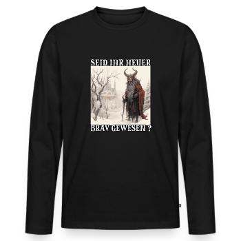 Krampus T Dämonischer Weihnachtsmann Kramperl - Männer Premium Bio Langarmshirt - Schwarz - Vorne - Nico (187cm)
