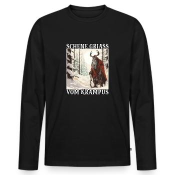 Der Krampus Kommt | Kramperl | Krampus Kostüm - Männer Premium Bio Langarmshirt - Schwarz - Vorne - Nico (187cm)