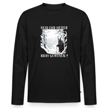 Krampus T | Costume de Krampus | Père Noël - T-shirt manches longues Premium bio Homme - noir - Devant - Nico (187cm)