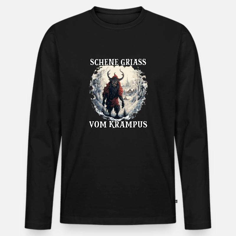 Krampus T | Krampus Kostüm | Dämonischer - Männer Premium Bio Langarmshirt - Schwarz