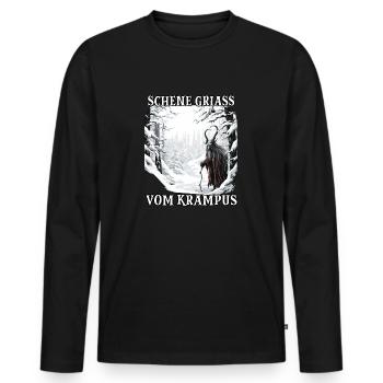 Krampus Maske Krampus Kostüm Kramperl Böser - Männer Premium Bio Langarmshirt - Schwarz - Vorne - Nico (187cm)