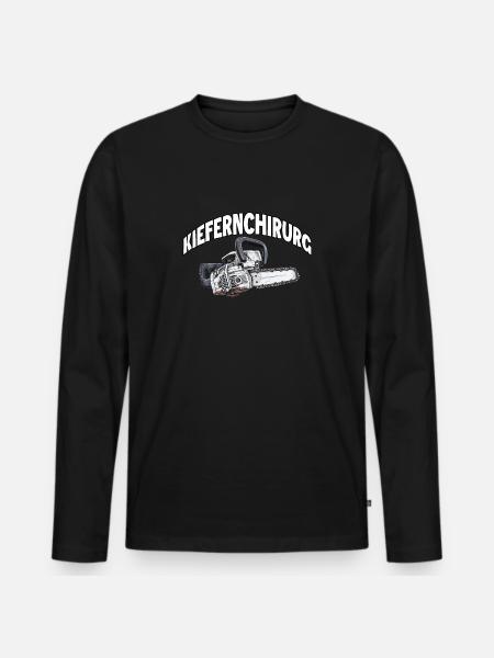 Holzfäller T | Lustiges Kettensägen Motiv | - Männer Premium Bio Langarmshirt - Schwarz