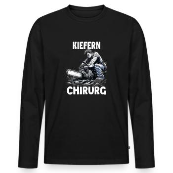 Holzfäller T | Lustiges Kettensägen Motiv | - Männer Premium Bio Langarmshirt - Schwarz - Vorne - Nico (187cm)