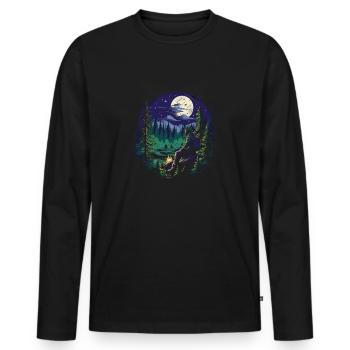 Wandern T für Naturliebhaber und Hiking Fans - Männer Premium Bio Langarmshirt - Schwarz - Vorne - Nico (187cm)