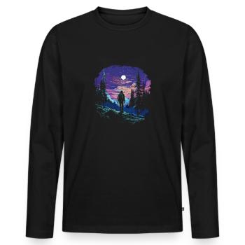 Hiking T for trekking fans and hiking enthusiasts - Men's Premium Organic Long Sleeve Shirt - black - Front - Nico (187cm)