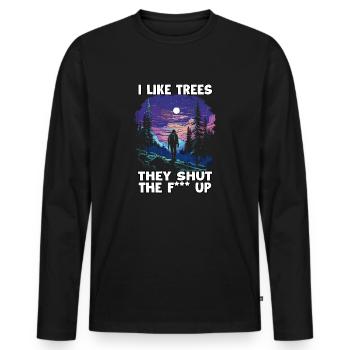 Randonnée T pour les amateurs de randonnée et les amoureux de la nature - T-shirt manches longues Premium bio Homme - noir - Devant - Nico (187cm)