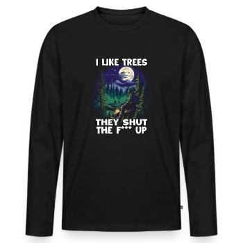 Lustiges Hiking T für Trekking Fans und - Männer Premium Bio Langarmshirt - Schwarz - Vorne - Nico (187cm)