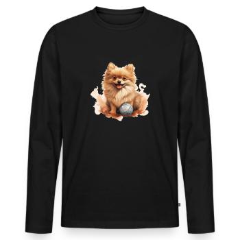 Siège nain mignon Pomeranian T Propriétaire de - T-shirt manches longues Premium bio Homme - noir - Devant - Nico (187cm)