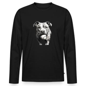 Pitbull Dog Owner Walking Clothing American - Men's Premium Organic Long Sleeve Shirt - black - Front - Nico (187cm)