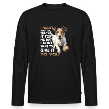 Cute Jack Russell Dog T for Dog Owners as Walkie - Men's Premium Organic Long Sleeve Shirt - black - Front - Nico (187cm)