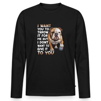 Bulldog anglais Amoureux des chiens Bulldogs - T-shirt manches longues Premium bio Homme - noir - Devant - Nico (187cm)