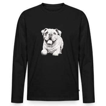 Bouledogues anglais Dog Holder T Dog Walking - T-shirt manches longues Premium bio Homme - noir - Devant - Nico (187cm)