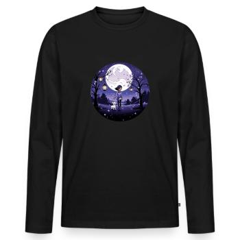 Kawaii Stuff dog mom walking t-shirt for dogmoms - Men's Premium Organic Long Sleeve Shirt - black - Front - Nico (187cm)
