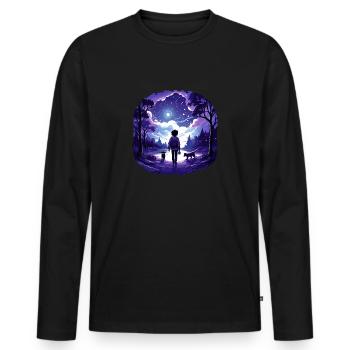 Dreamy dog owner T-shirt for dog owners - Men's Premium Organic Long Sleeve Shirt - black - Front - Nico (187cm)