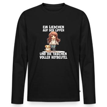 Chemise de propriétaire de chien mignon dans le style Anime Dogmom - T-shirt manches longues Premium bio Homme - noir - Devant - Nico (187cm)