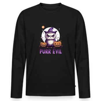Doux chat Costume d'Halloween Porte-chat Halloween - T-shirt manches longues Premium bio Homme - noir - Devant - Nico (187cm)