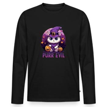 Chats Kawaii Costume d'Halloween Costume de chat - T-shirt manches longues Premium bio Homme - noir - Devant - Nico (187cm)