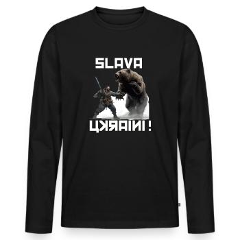 Slava Ukraini Soldiers T Support Ukraine Soldiers - Men's Premium Organic Long Sleeve Shirt - black - Front - Nico (187cm)
