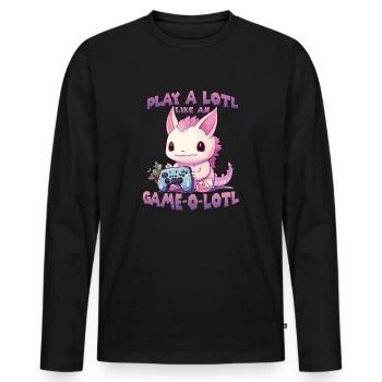 Axolotl Gamer T Kawaii Stuff Anime Axolotl Otaku - T-shirt manches longues Premium bio Homme - noir - Devant - Nico (187cm)