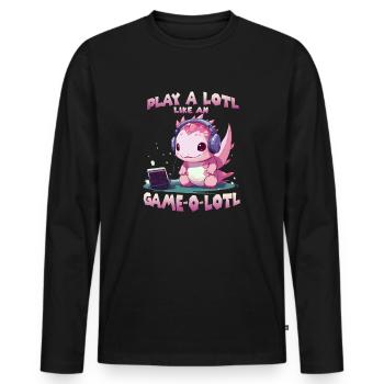 Axolotl Gamer T Kawaii Stuff Anime Axolotl Otaku - T-shirt manches longues Premium bio Homme - noir - Devant - Nico (187cm)