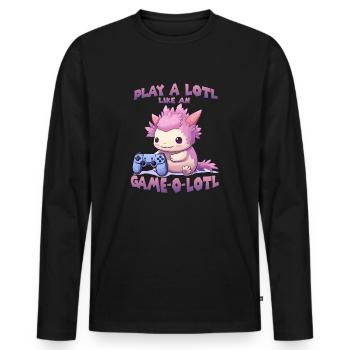 Kawaii Axolotl Gamer T | Gamer Outfit | Axolotl - Men's Premium Organic Long Sleeve Shirt - black - Front - Nico (187cm)