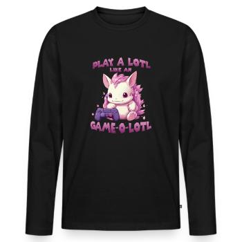 Kawaii Axolotl Gamer T | Anime Gamer Outfit | - Men's Premium Organic Long Sleeve Shirt - black - Front - Nico (187cm)