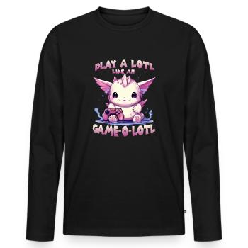 Axolotl T mignon pour les joueurs | Kawaii Stuff - T-shirt manches longues Premium bio Homme - noir - Devant - Nico (187cm)