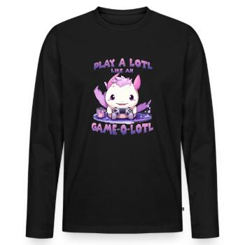 Axolotl T mignon pour les joueurs | Kawaii Stuff - T-shirt manches longues Premium bio Homme - noir - Devant - Nico (187cm)