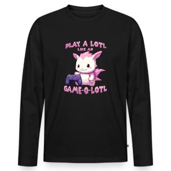 Cute Gamer T | Axolotl Gamer Outfit | Otaku Anime - Men's Premium Organic Long Sleeve Shirt - black - Front - Nico (187cm)