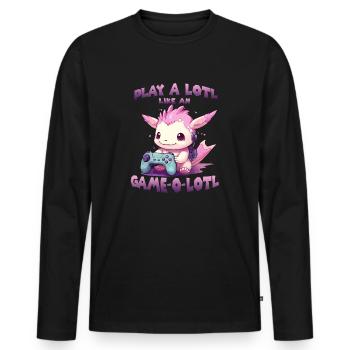 Gamer Axolotl mignon anime Axolotl T pour gaming - T-shirt manches longues Premium bio Homme - noir - Devant - Nico (187cm)