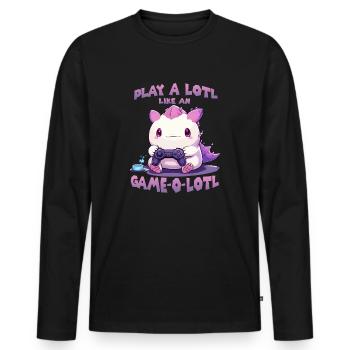 Gamer Axolotl mignon anime Axolotl T pour gaming - T-shirt manches longues Premium bio Homme - noir - Devant - Nico (187cm)