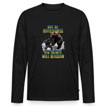 Slava Ukraini Soldats T Soutien à l'Ukraine - T-shirt manches longues Premium bio Homme - noir - Devant - Nico (187cm)