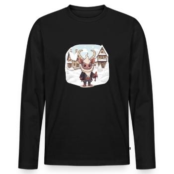 Kawaii Krampus Perchten mask Kawaii Krampus - Men's Premium Organic Long Sleeve Shirt - black - Front - Nico (187cm)