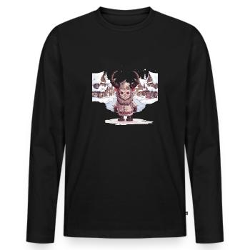 Kawaii Krampus Masque de perruque T-shirt Krampus - T-shirt manches longues Premium bio Homme - noir - Devant - Nico (187cm)