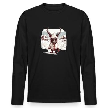Krampus Maske | Krampus Kostüm | Germanische - Männer Premium Bio Langarmshirt - Schwarz - Vorne - Nico (187cm)