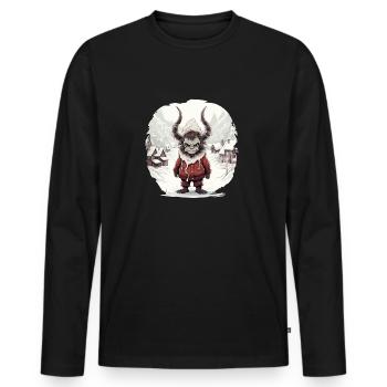 Krampus T | Costume Krampus | Père Noël Kawaii - T-shirt manches longues Premium bio Homme - noir - Devant - Nico (187cm)