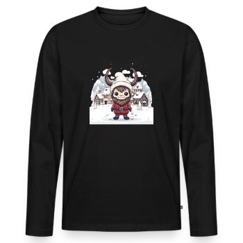 Krampus T Père Noël démoniaque Krampus kawaii - T-shirt manches longues Premium bio Homme - noir - Devant - Nico (187cm)