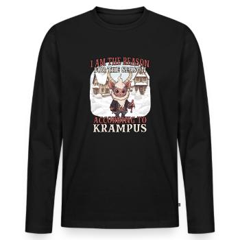 Krampus T Dämonischer Weihnachtsmann Kramperl - Männer Premium Bio Langarmshirt - Schwarz - Vorne - Nico (187cm)