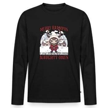 Krampus T | Costume de Krampus | Méchant Père Noël - T-shirt manches longues Premium bio Homme - noir - Devant - Nico (187cm)