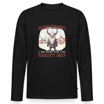 Kawaii Krampus T Costume de Père Noël méchant - T-shirt manches longues Premium bio Homme - noir - Devant - Nico (187cm)