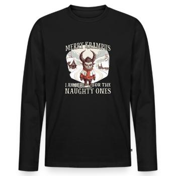 Krampus T | Krampus costume | Bad Santa Claus - Men's Premium Organic Long Sleeve Shirt - black - Front - Nico (187cm)
